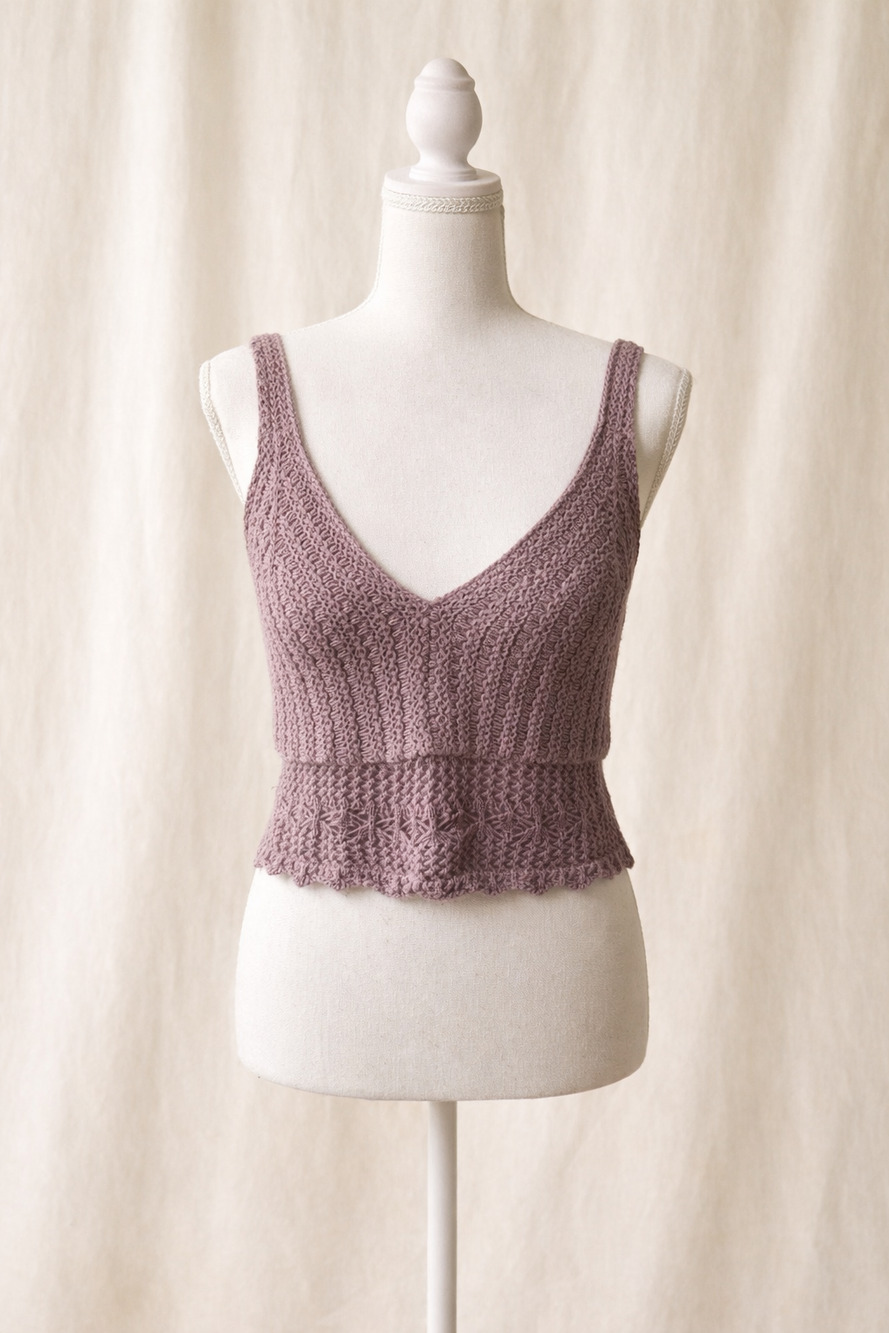 Hollister Crochet Sweater Tank S Mauve Boho Cottagecore Croquette Soft Girl Vibe